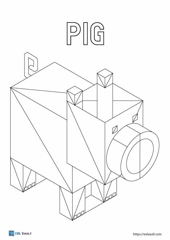 minecraft animal coloring pages pig