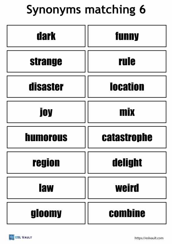 printable synonym matching game 6