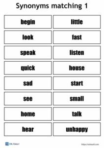 synonym matching game printable