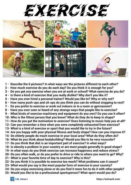 25 exercise conversation questions