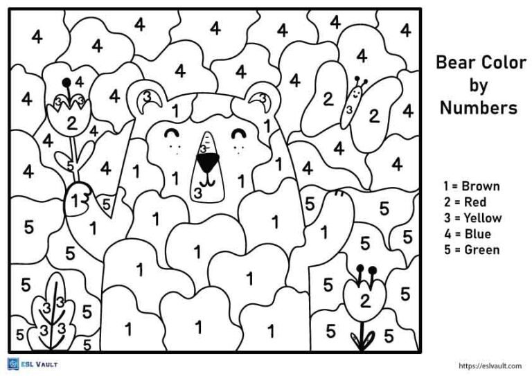easy color by numbers bear