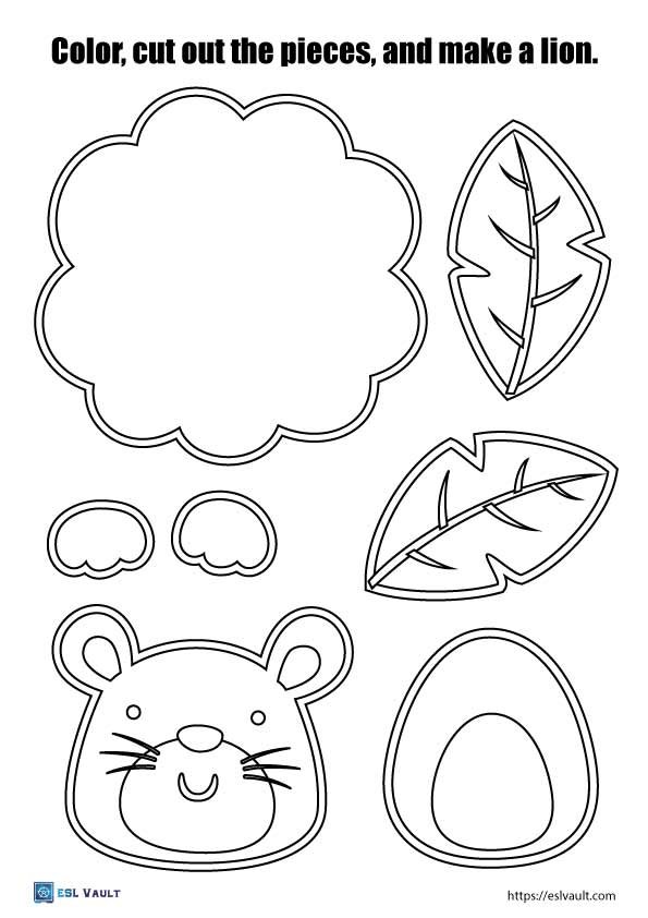 free printable lion craft template coloring
