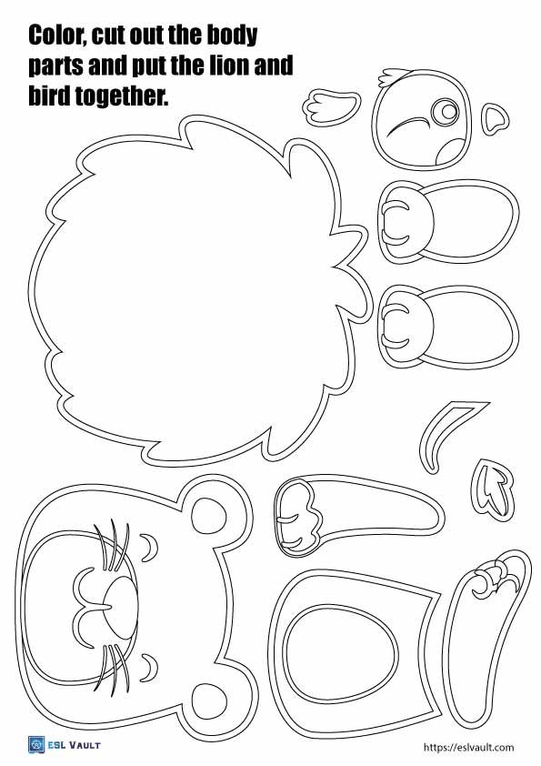 free printable lion craft template coloring