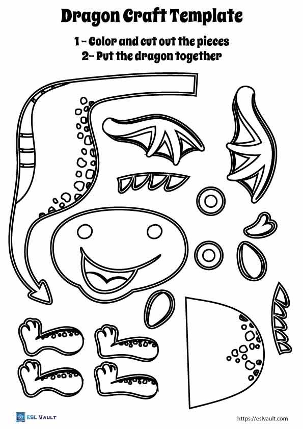 free printable dragon craft template coloring