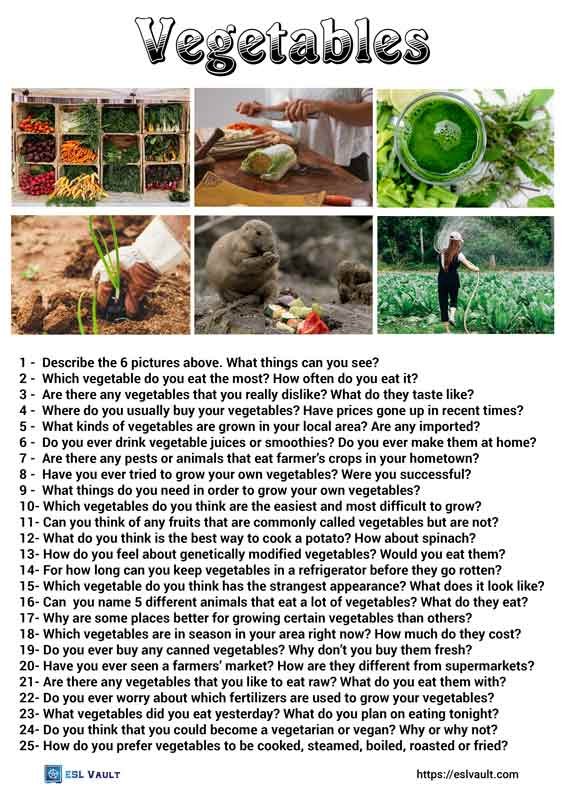 25 vegetables conversation questions