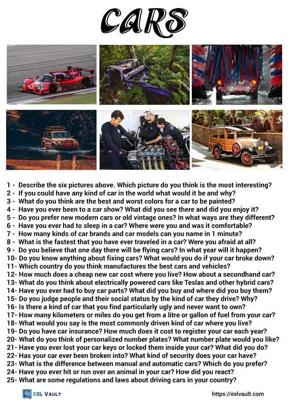 25 cars conversation questions