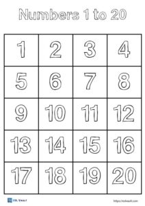 Free number chart 1-20 - ESL Vault