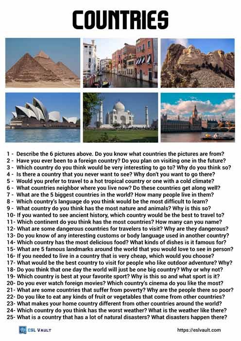 25 countries conversation questions