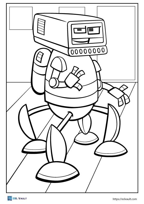 4 legs robot coloring page printable