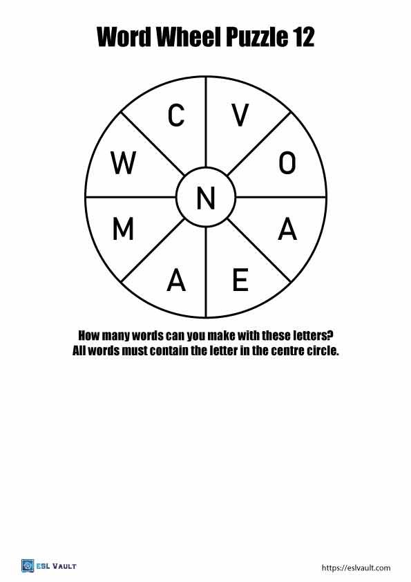 word wheel puzzle PDF 12