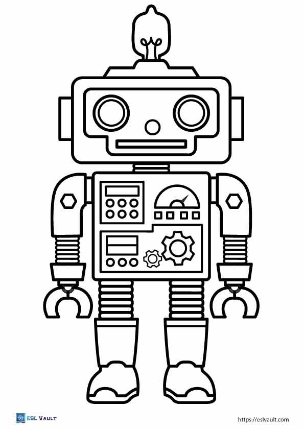 easy robot coloring pages 1