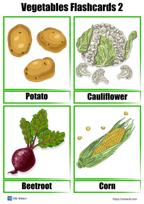 free vegetables flashcards 2