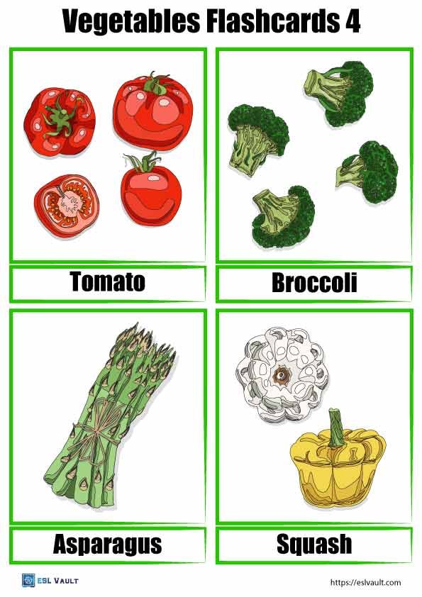 free vegetables flashcards pdf 4