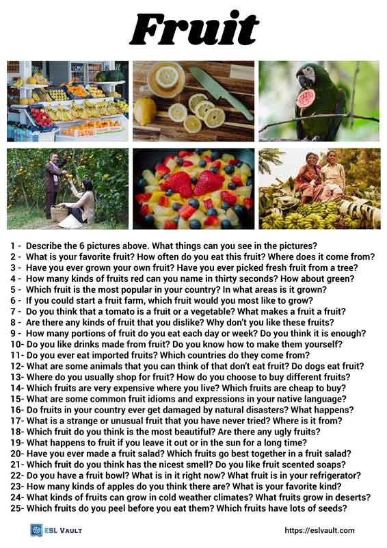 25 fruit conversation questions