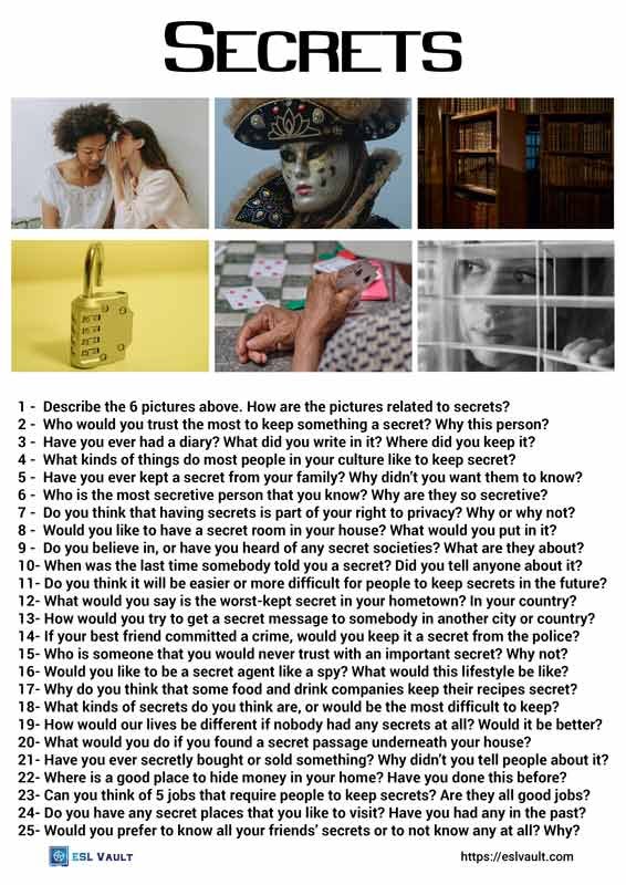 25 secrets conversation questions