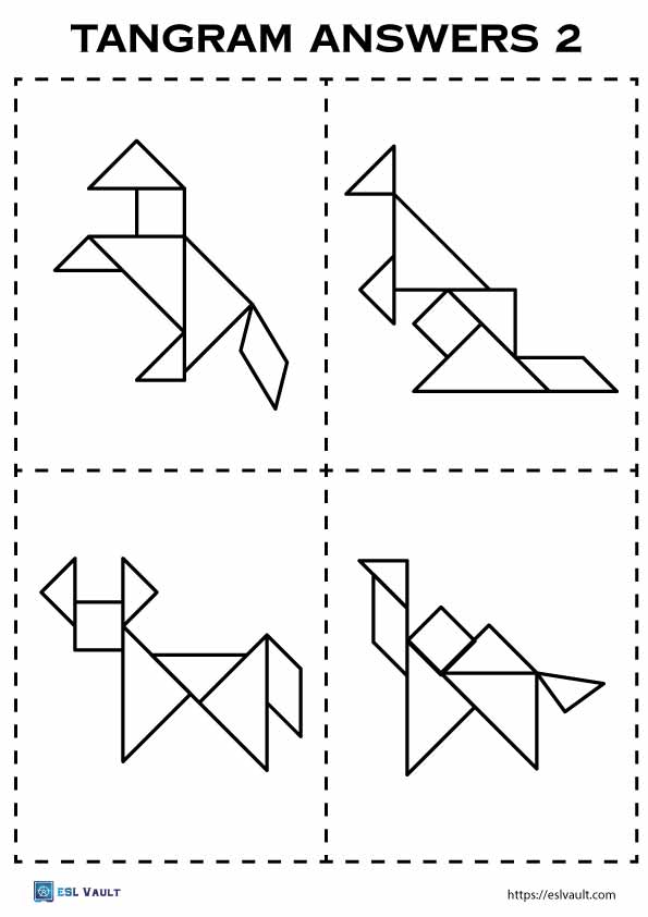 32 free printable tangram puzzles (PDF) ESL Vault