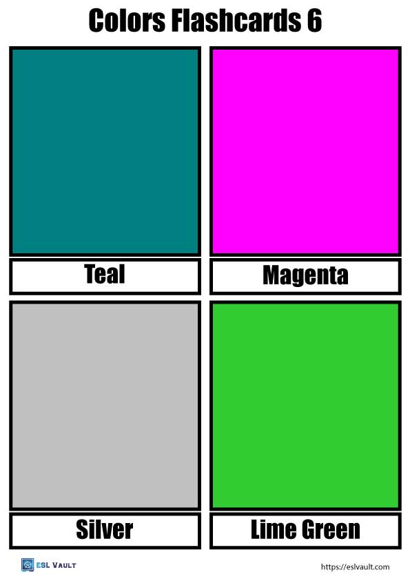 28 free colors flashcards (PDF) - ESL Vault