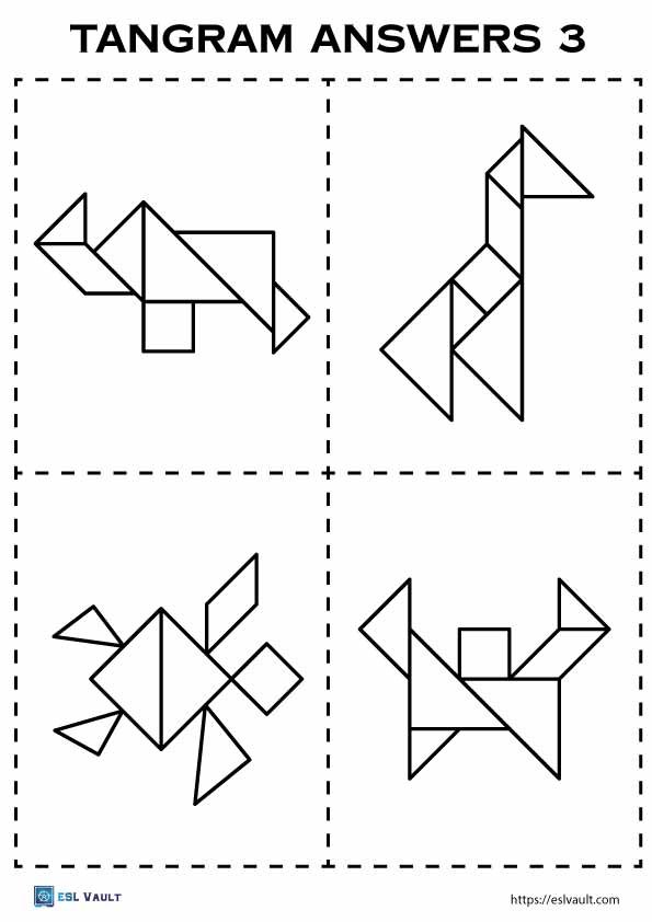 32 Free Printable Tangram Puzzles PDF ESL Vault