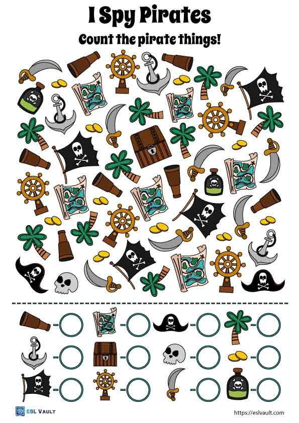 i spy pirate worksheet for preschool.