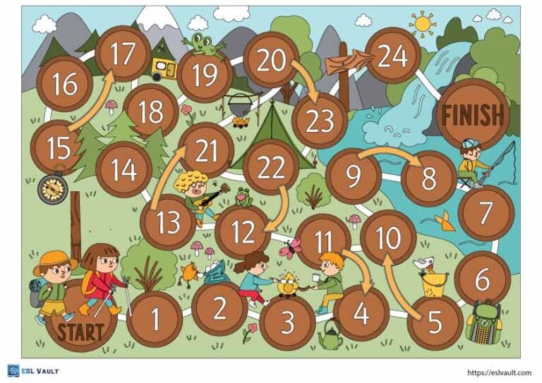 kids printable camping board game