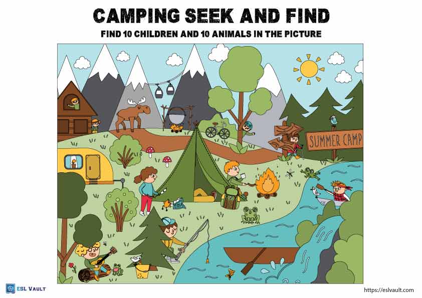 10 Free camping worksheets for kids - ESL Vault