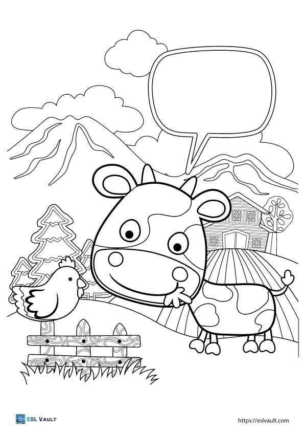 cow farm coloring sheets