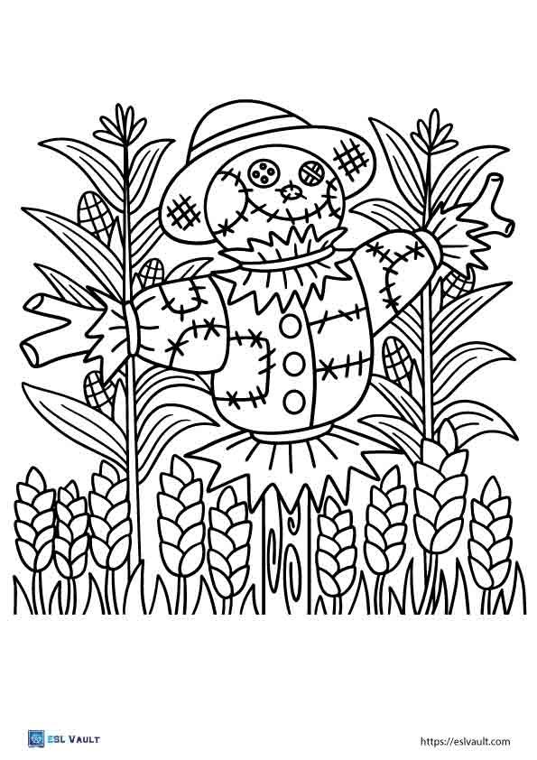 easy farm coloring pages scarecrow