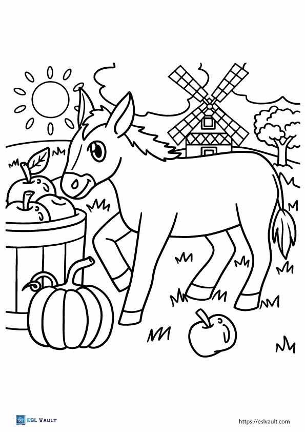 free farm coloring pages donkey