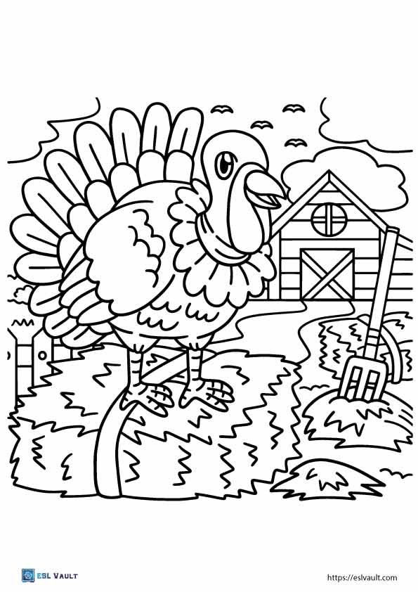 free farm coloring pages turkey