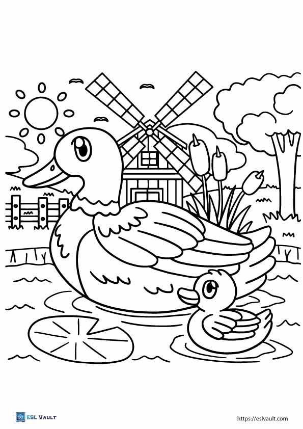 free pdf farm coloring pages duck