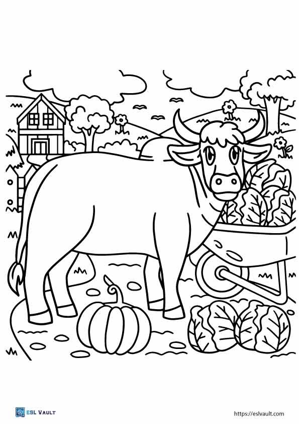free printable farm coloring pages ox