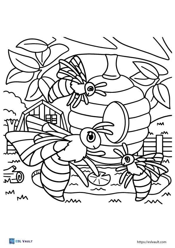 free printable farm coloring pages beehive