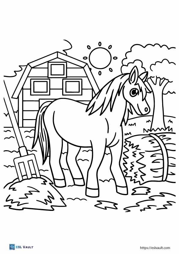 free printable farm coloring pages horse