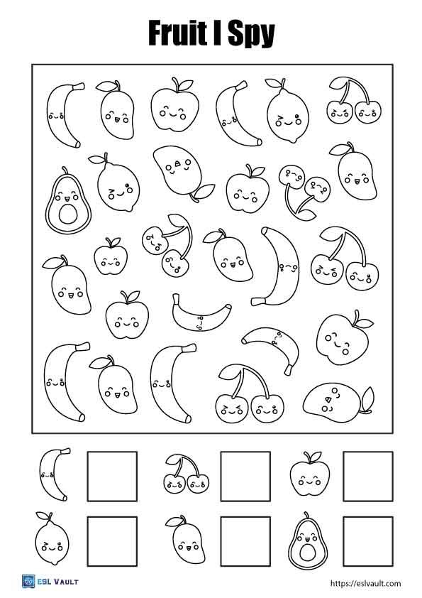 fruit i spy coloring pages free