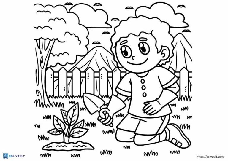 planting plant coloring page