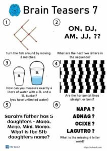 49 free printable brain teasers with answers - ESL Vault