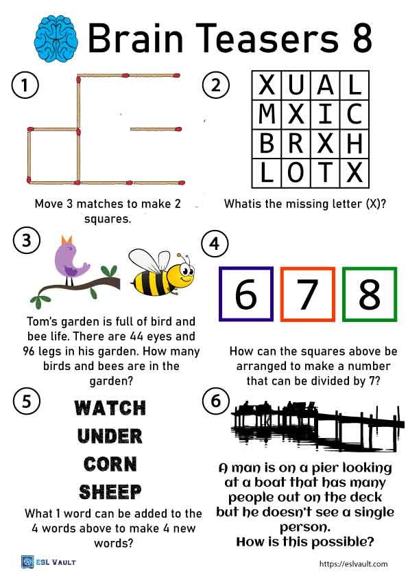 Brain Teaser Worksheets For Teens
