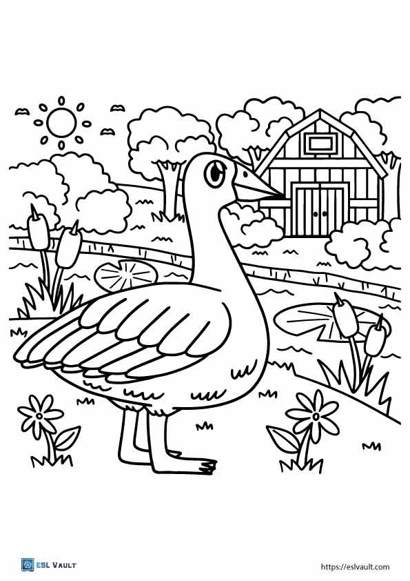 simple farm coloring pages goose.