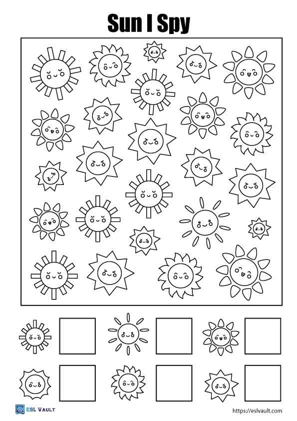 sun i spy coloring pages free