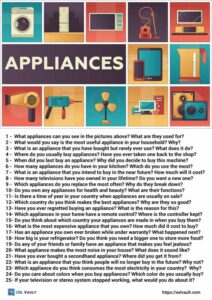 25 appliances conversation questions