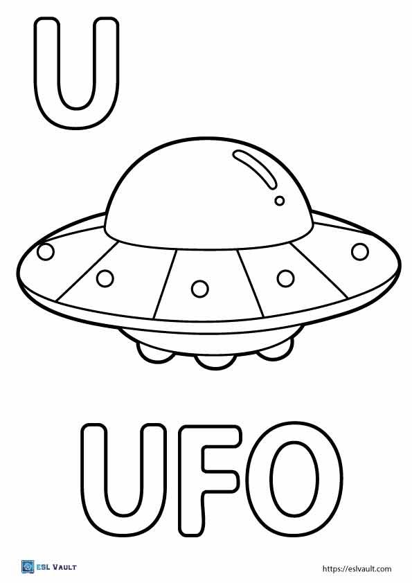 u for ufo coloring page