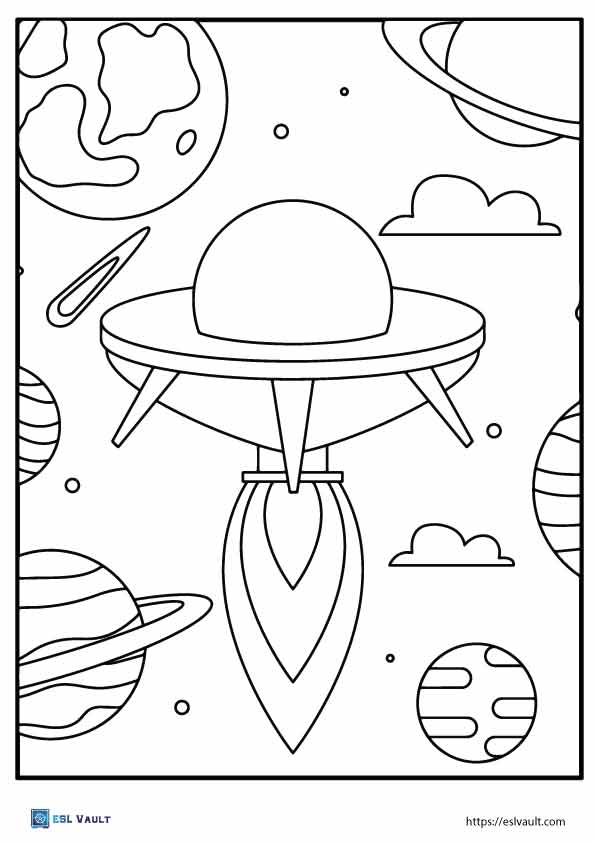 18 Free UFO coloring pages (PDF) - ESL Vault