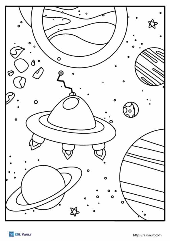 18 Free UFO coloring pages (PDF) - ESL Vault