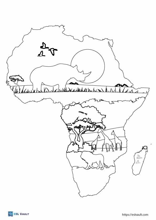 africa map coloring page