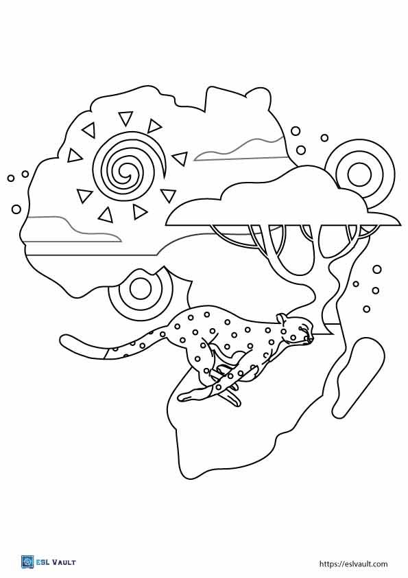 Africa map coloring pages 2