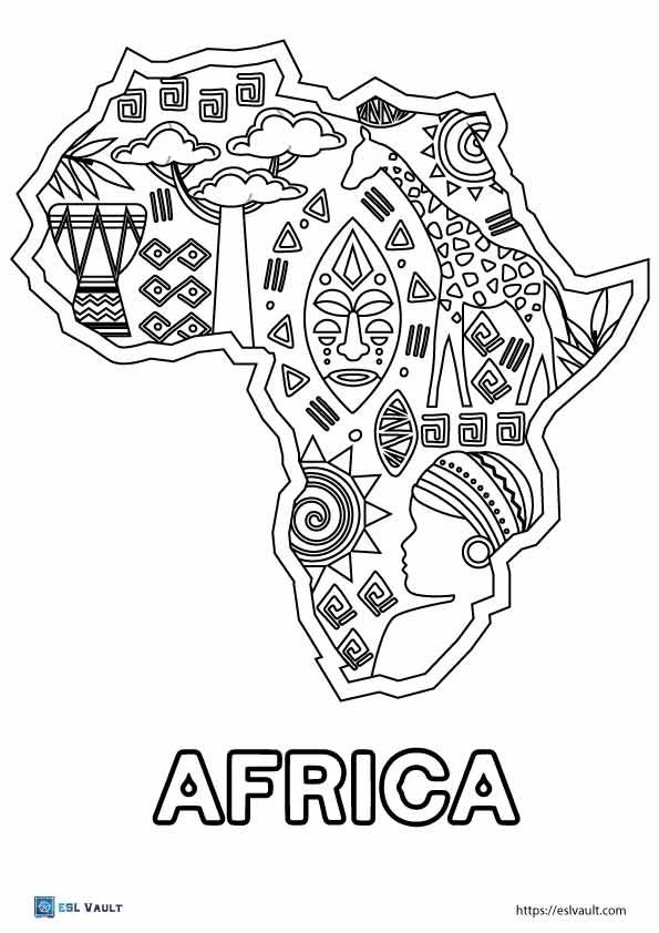 africa map coloring pages pdf