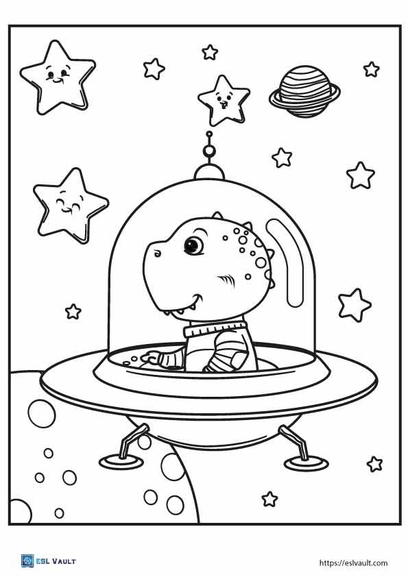 alien in ufo coloring pages
