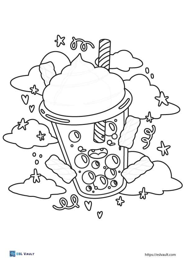 'boba tea coloring pages 4