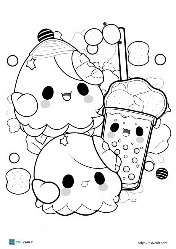 bubble tea coloring pages