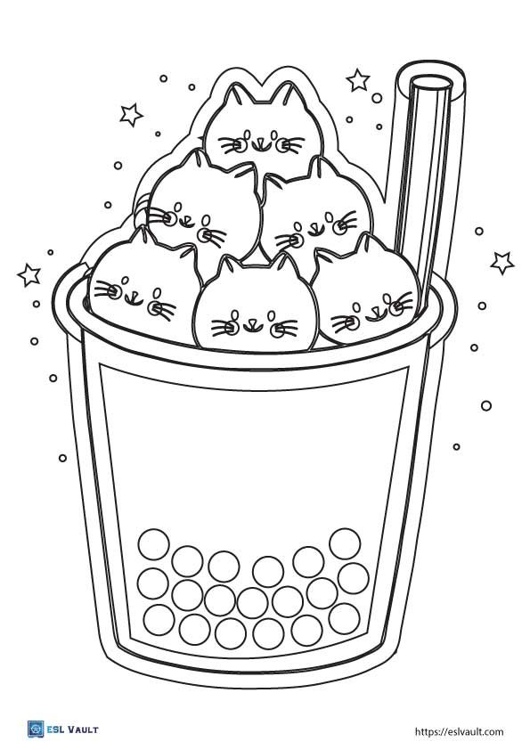 cat boba coloring pages